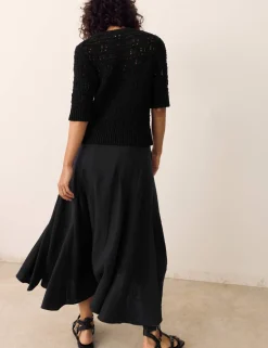 Pure Cotton Double Cloth Midaxi A-Line Skirt