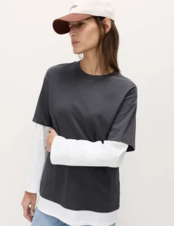 Pure Cotton Double Layer Oversized T-Shirt