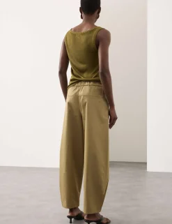 Pure Cotton Drawstring Barrel Trousers