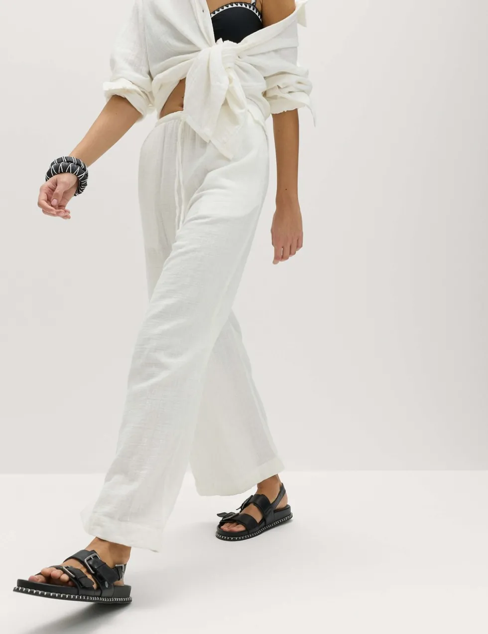 Pure Cotton Drawstring Beach Trousers