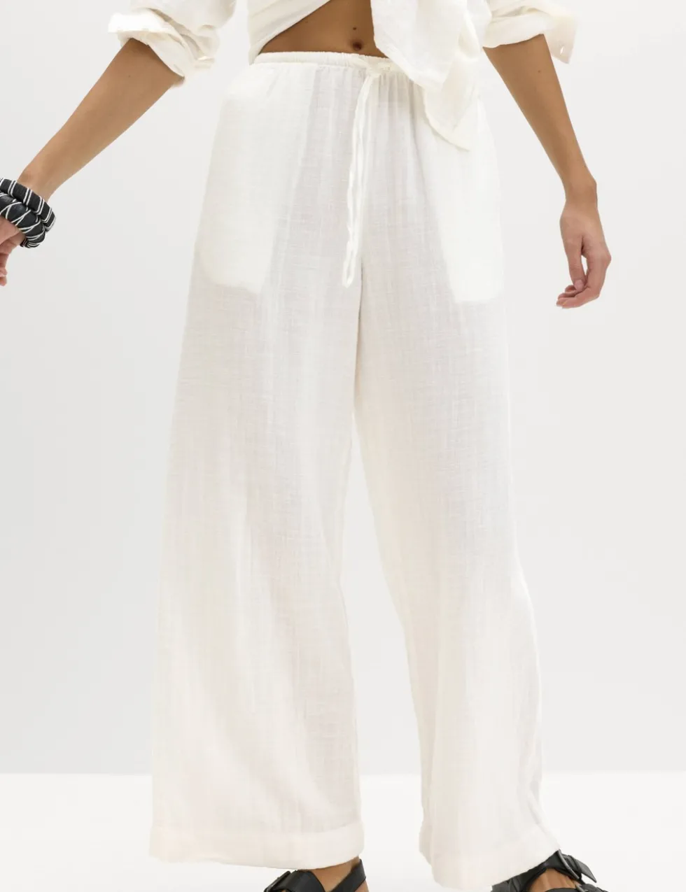Pure Cotton Drawstring Beach Trousers