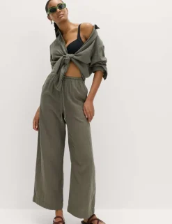 Pure Cotton Drawstring Beach Trousers