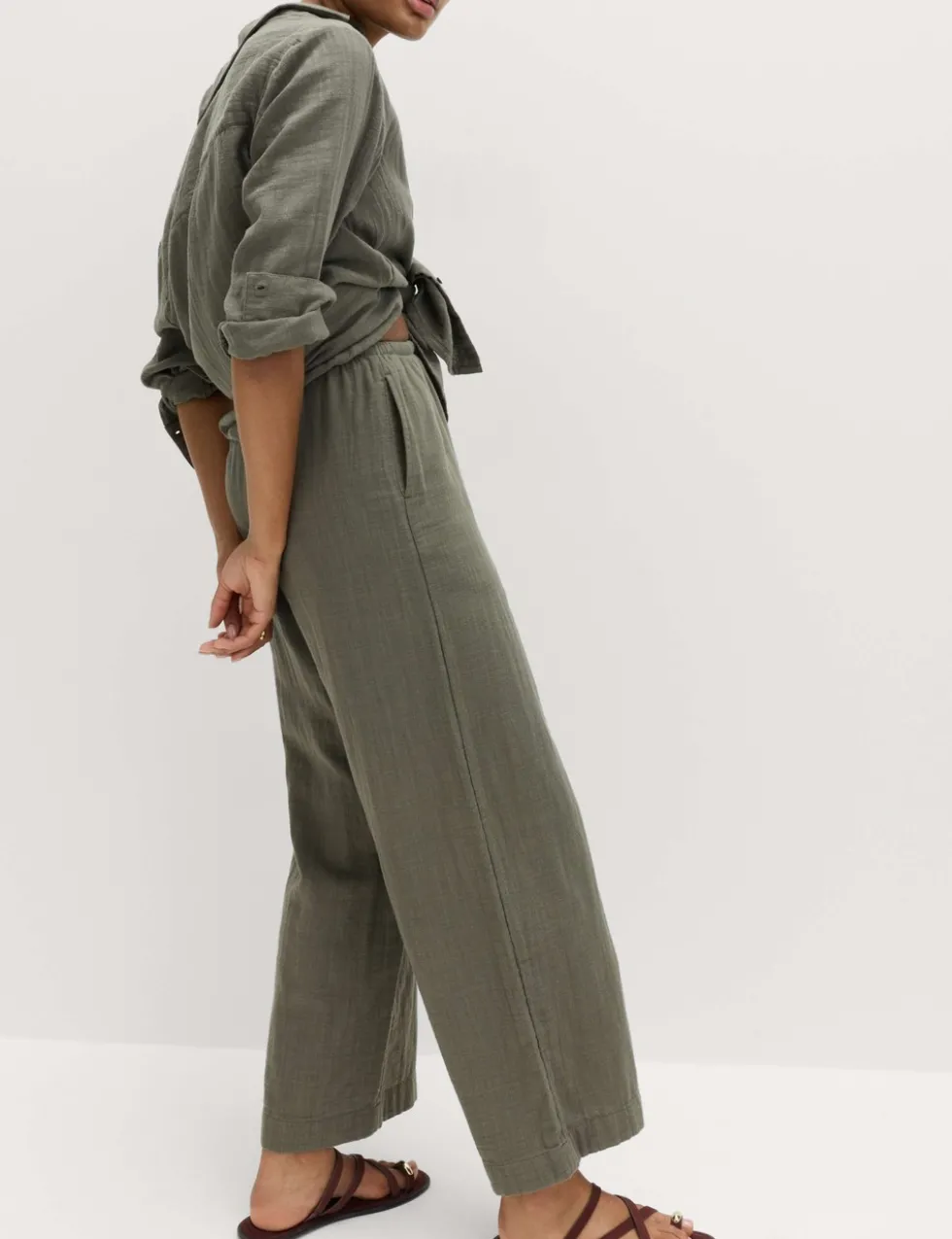 Pure Cotton Drawstring Beach Trousers