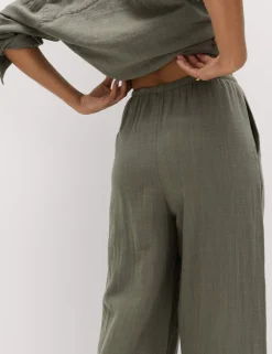Pure Cotton Drawstring Beach Trousers