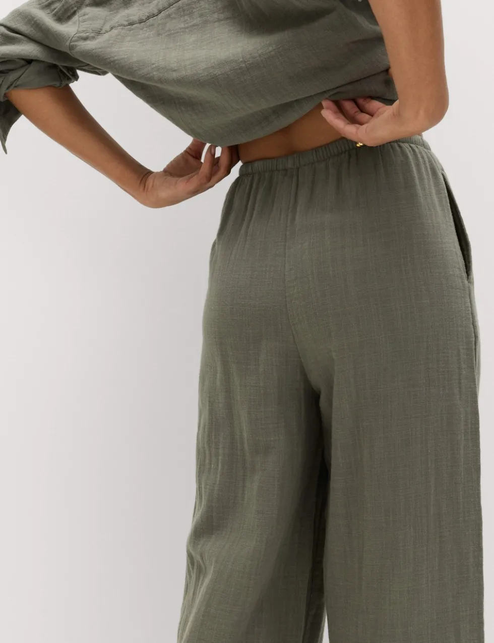Pure Cotton Drawstring Beach Trousers