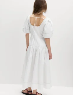 Pure Cotton Drop Waist Midi Waisted Dress