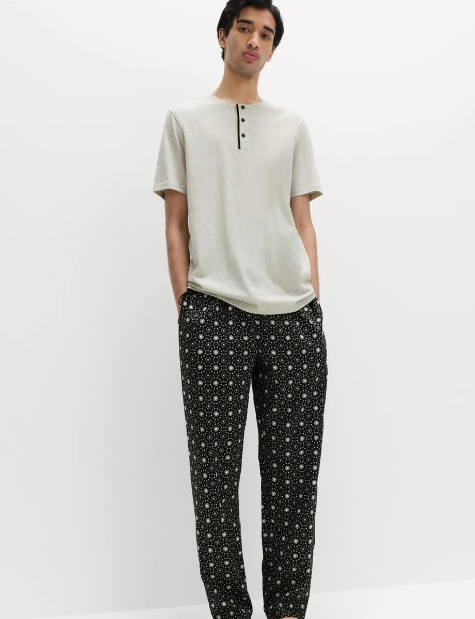 Pure Cotton Eid Printed Henley Pyjama Set