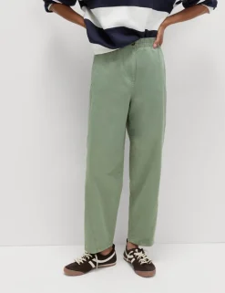 Pure Cotton Elasticated Waist Carrot Leg Trousers