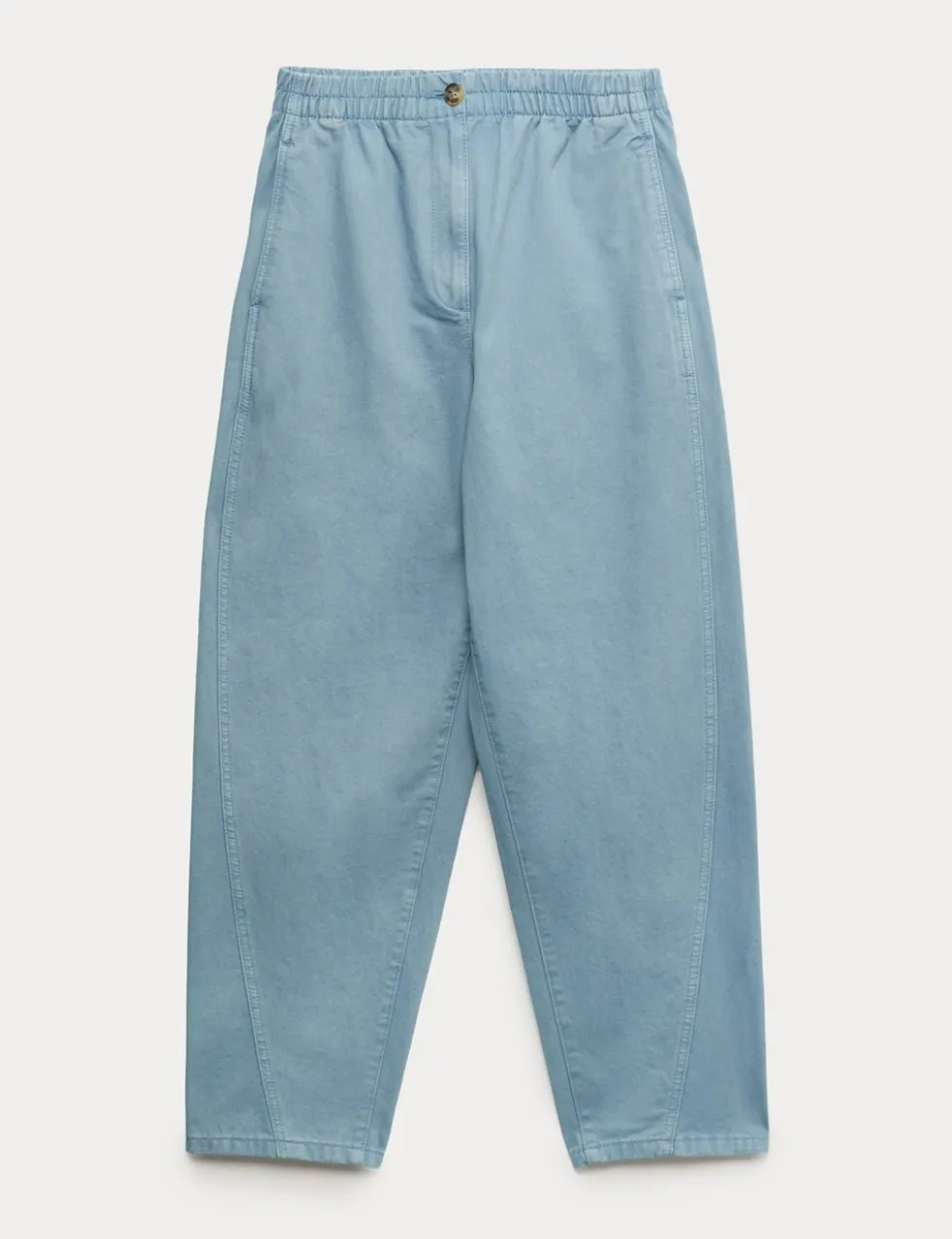 Pure Cotton Elasticated Waist Carrot Leg Trousers