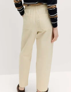 Pure Cotton Elasticated Waist Carrot Leg Trousers