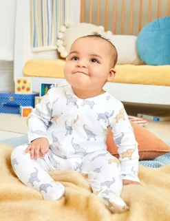 Pure Cotton Elephant Print Sleepsuit (0-18 Mths)