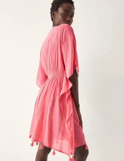 Pure Cotton Embellished V-Neck Mini Kaftan
