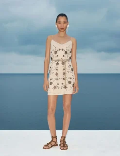 Pure Cotton Embellished V-Neck Mini Cami Dress
