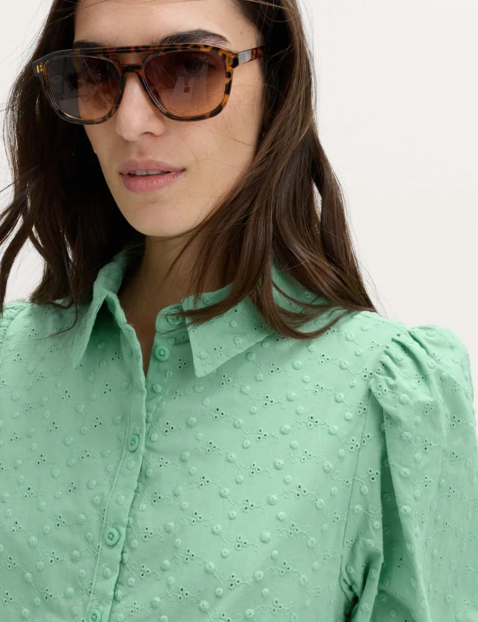 Pure Cotton Embroidered Button Through Shirt