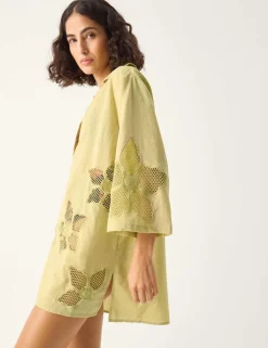 Pure Cotton Embroidered Beach Cover Up Shirt