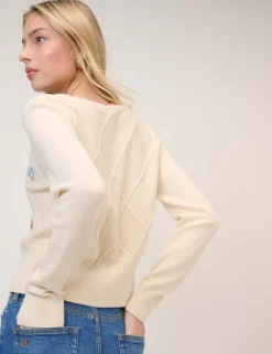 Pure Cotton Embroidered Button Front Cardigan