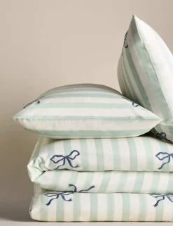 Pure Cotton Embroidered Bow Striped Bedding Set