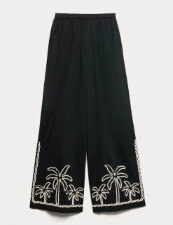 Pure Cotton Embroidered Beach Trousers