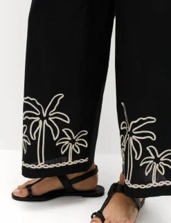 Pure Cotton Embroidered Beach Trousers