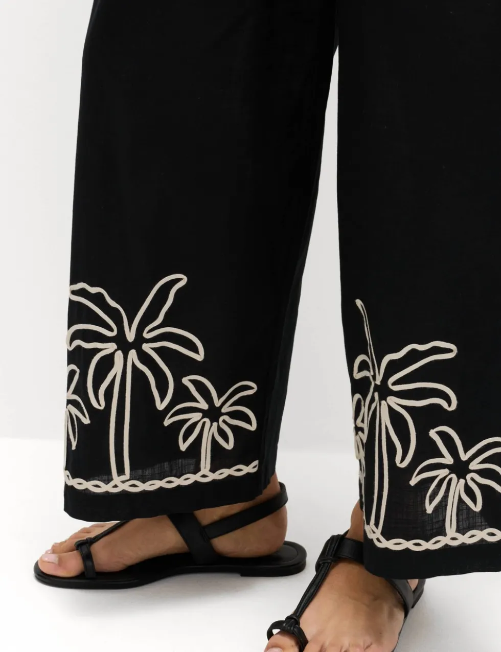Pure Cotton Embroidered Beach Trousers