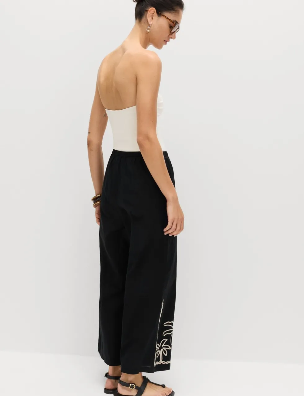 Pure Cotton Embroidered Beach Trousers