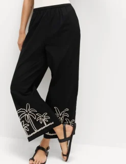 Pure Cotton Embroidered Beach Trousers