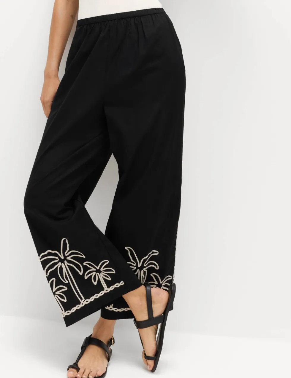 Pure Cotton Embroidered Beach Trousers
