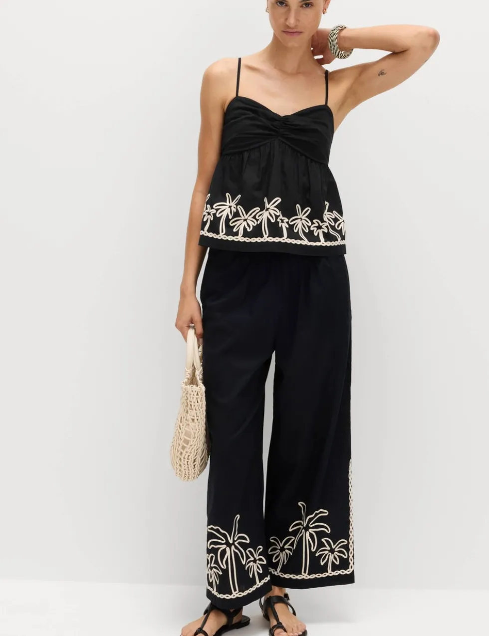 Pure Cotton Embroidered Beach Trousers