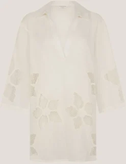 Pure Cotton Embroidered Beach Cover Up Shirt