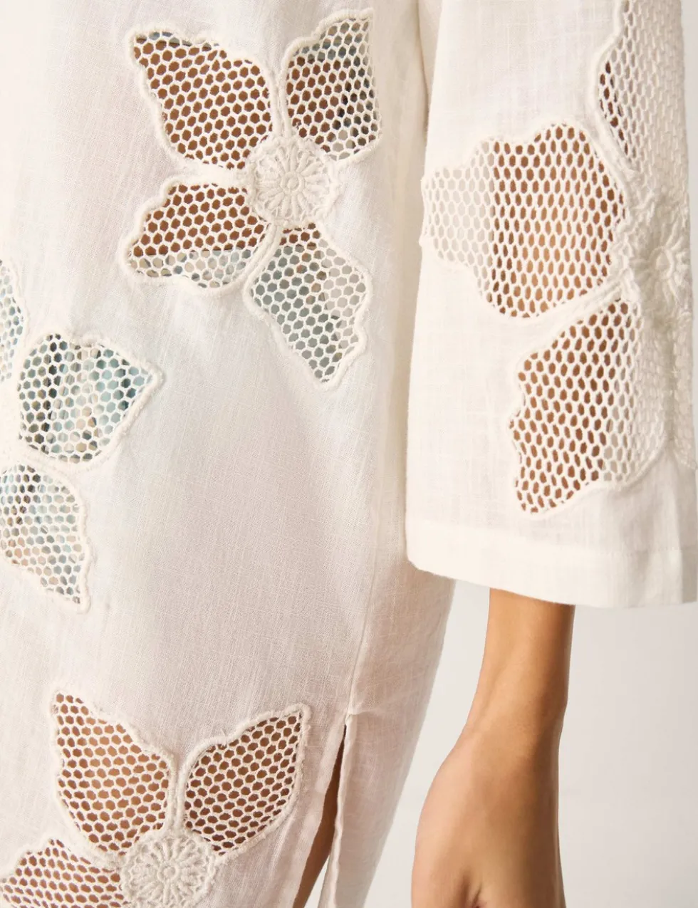 Pure Cotton Embroidered Beach Cover Up Shirt