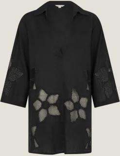 Pure Cotton Embroidered Beach Cover Up Shirt