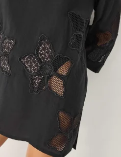 Pure Cotton Embroidered Beach Cover Up Shirt