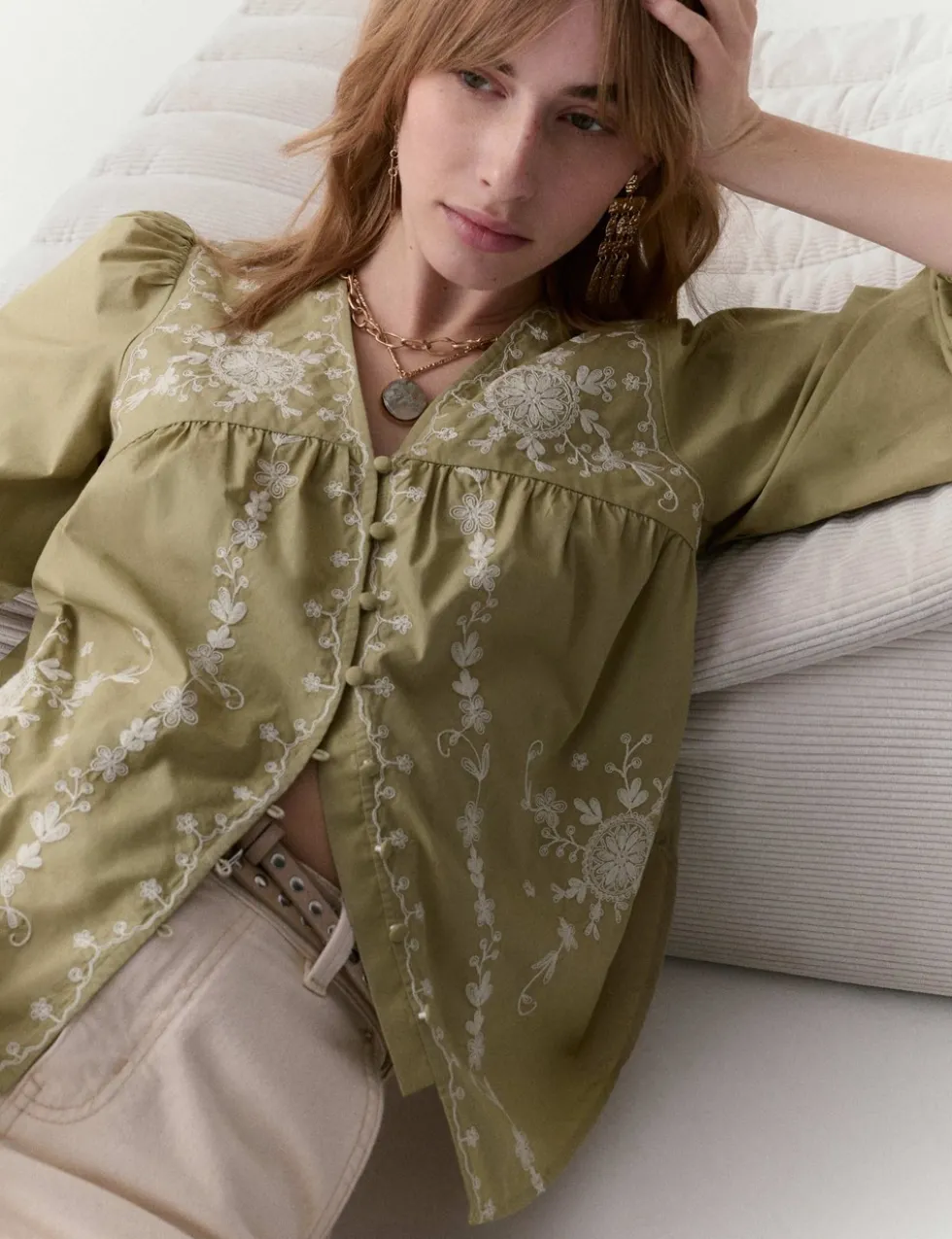 Pure Cotton Embroidered Blouse