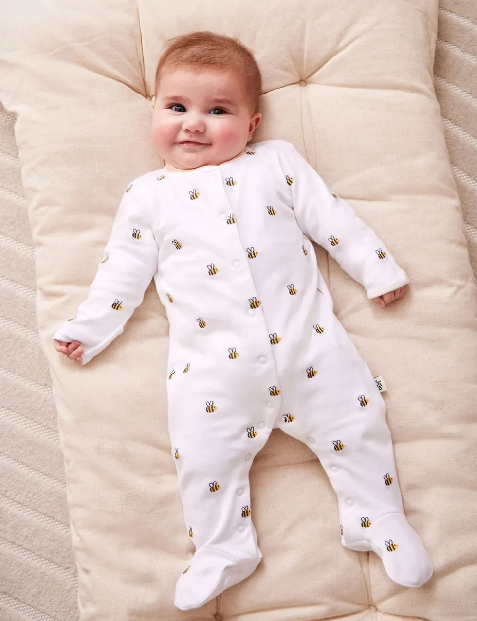 Pure Cotton Embroidered Bee Sleepsuit (7lbs-18 Mths)