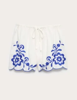 Pure Cotton Embroidered Beach Shorts