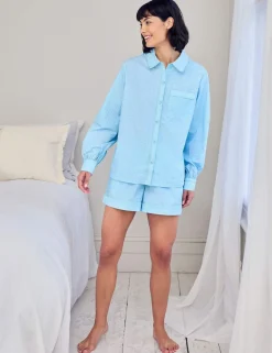 Pure Cotton Embroidered Check 'Time for a Nap' Short Pyjama Set