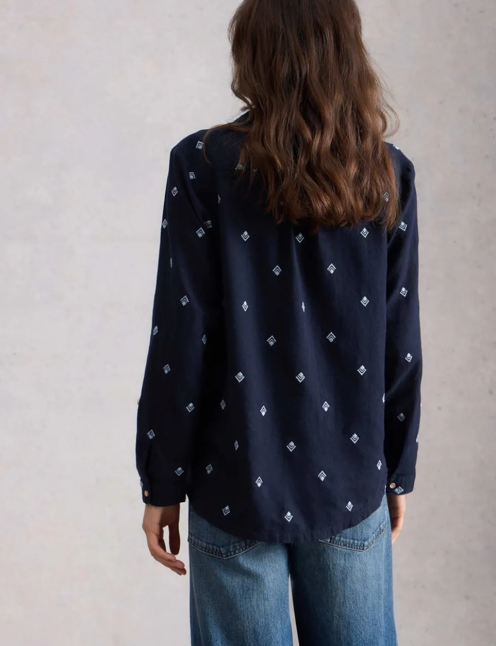 Pure Cotton Embroidered Collared Shirt