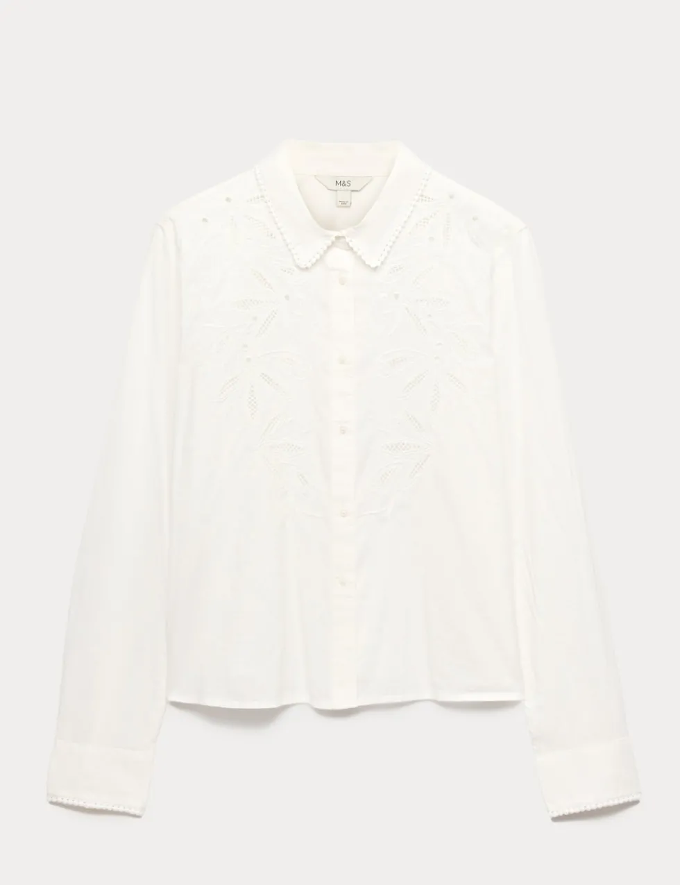 Pure Cotton Embroidered Collared Shirt