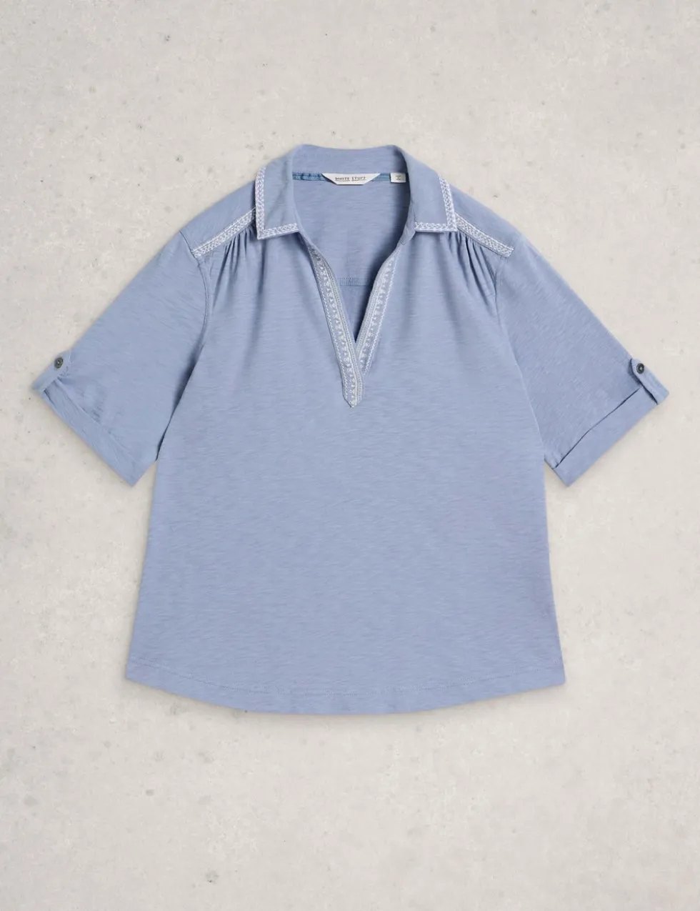 Pure Cotton Embroidered Collared Shirt