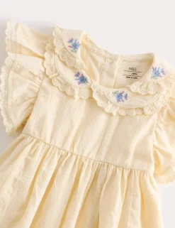Pure Cotton Embroidered Collar Dress (0-5 Yrs)