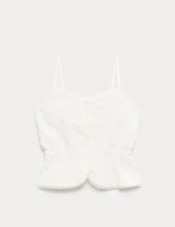 Pure Cotton Embroidered Cami Top (6-16 Yrs)