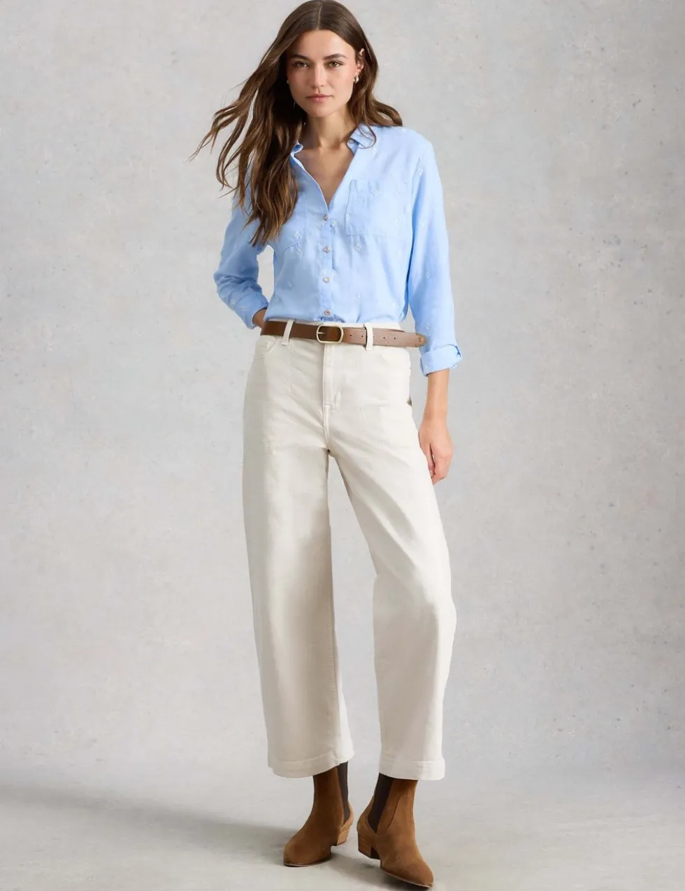 Pure Cotton Embroidered Collared Shirt