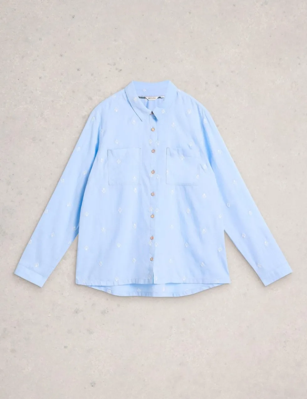 Pure Cotton Embroidered Collared Shirt