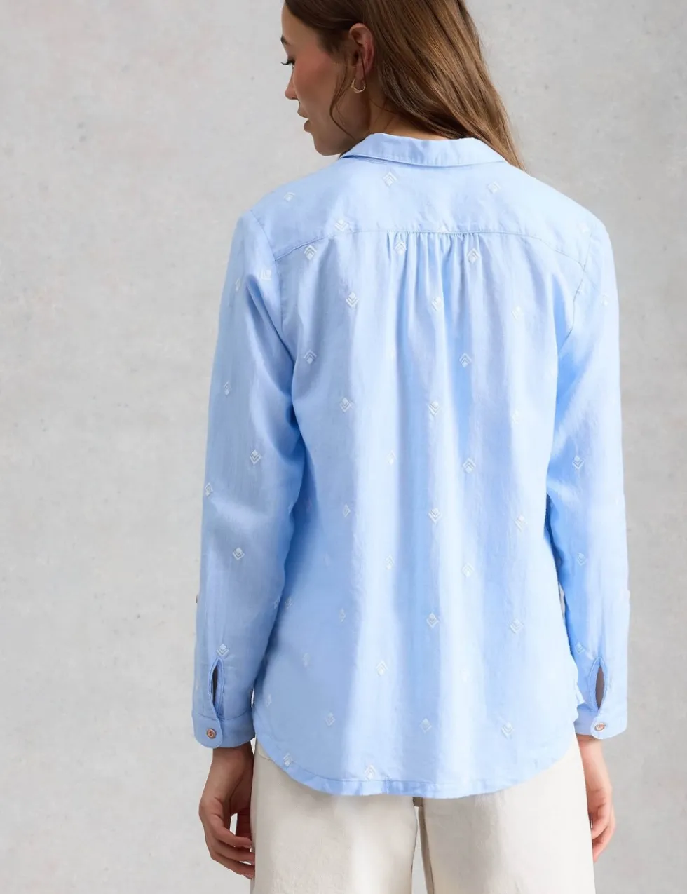 Pure Cotton Embroidered Collared Shirt