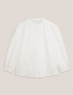Pure Cotton Embroidered Crew Neck Blouse