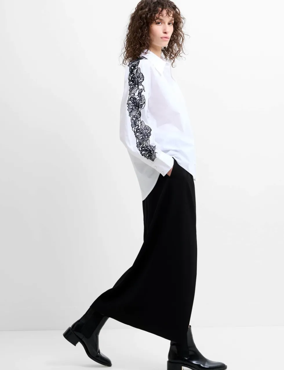 Pure Cotton Embroidered Collared Shirt