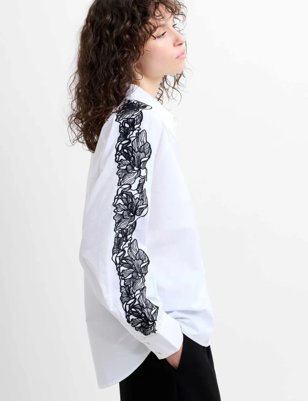 Pure Cotton Embroidered Collared Shirt