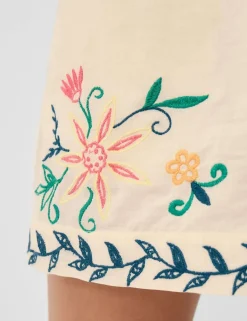 Pure Cotton Embroidered Drawstring Shorts