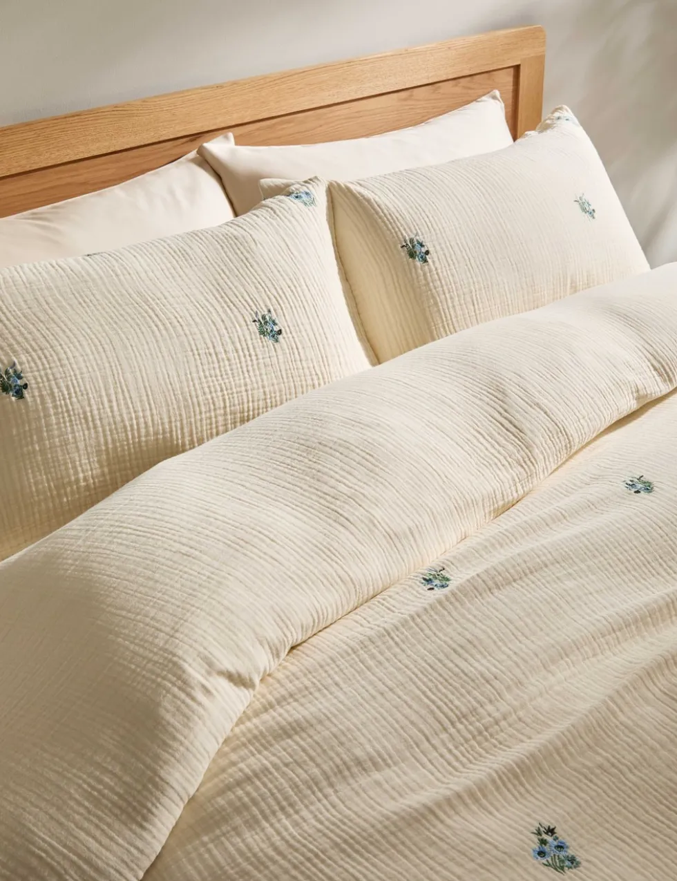 Pure Cotton Embroidered Flower Bedding Set