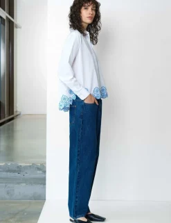 Pure Cotton Embroidered Floral Shirt